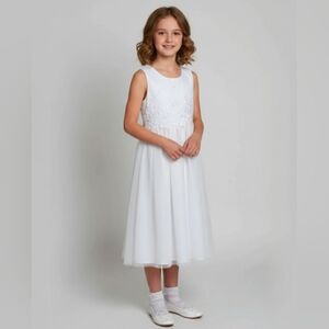 Emerald Gumdrops White First Communion, Baptism, Christening Dress. Size 12